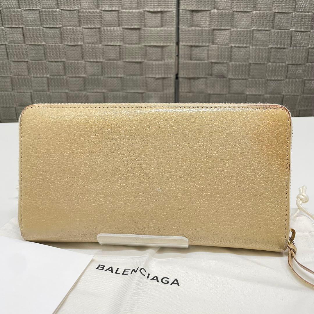 ぼ*ん様 BALENCIAGA シティ　ベージュレザー長財布