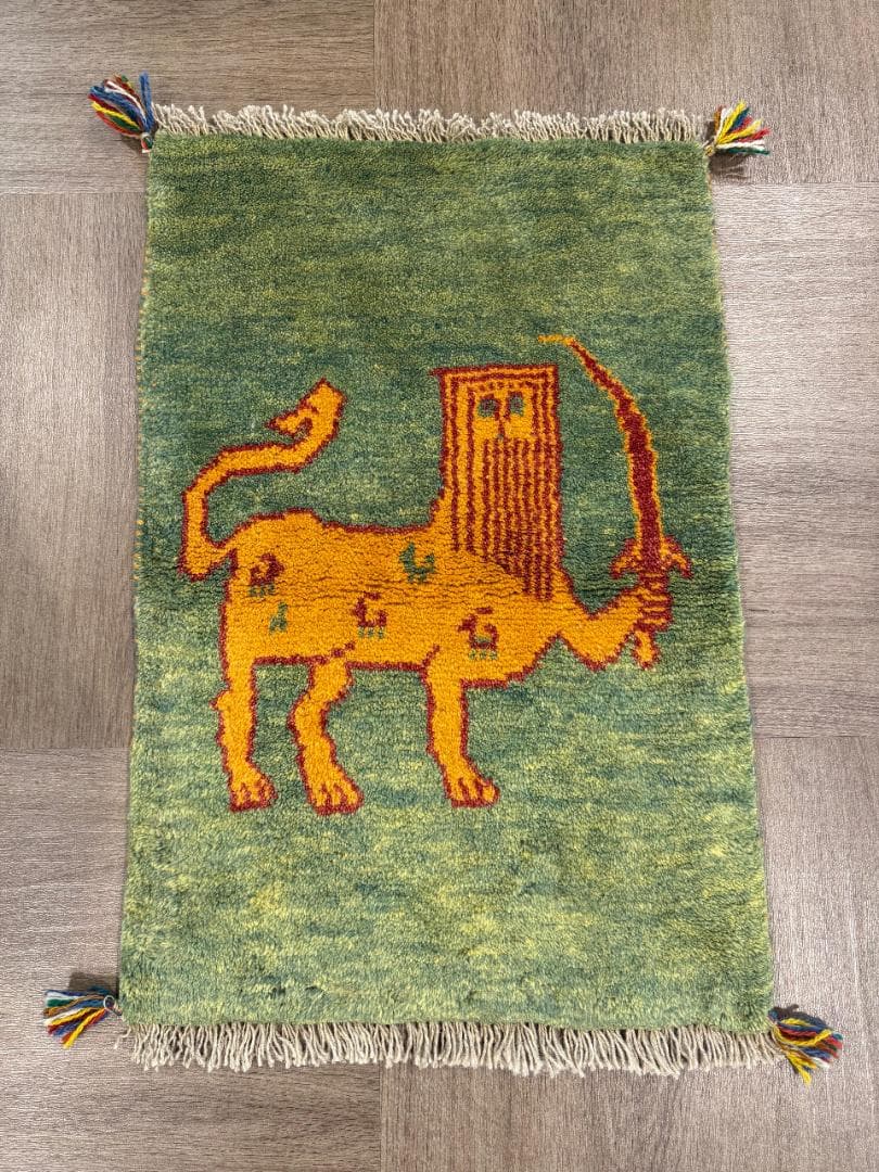 ギャッベ 76x51cm ペルシャ絨毯 手織り ギャベ 玄関マットラグ 絨毯