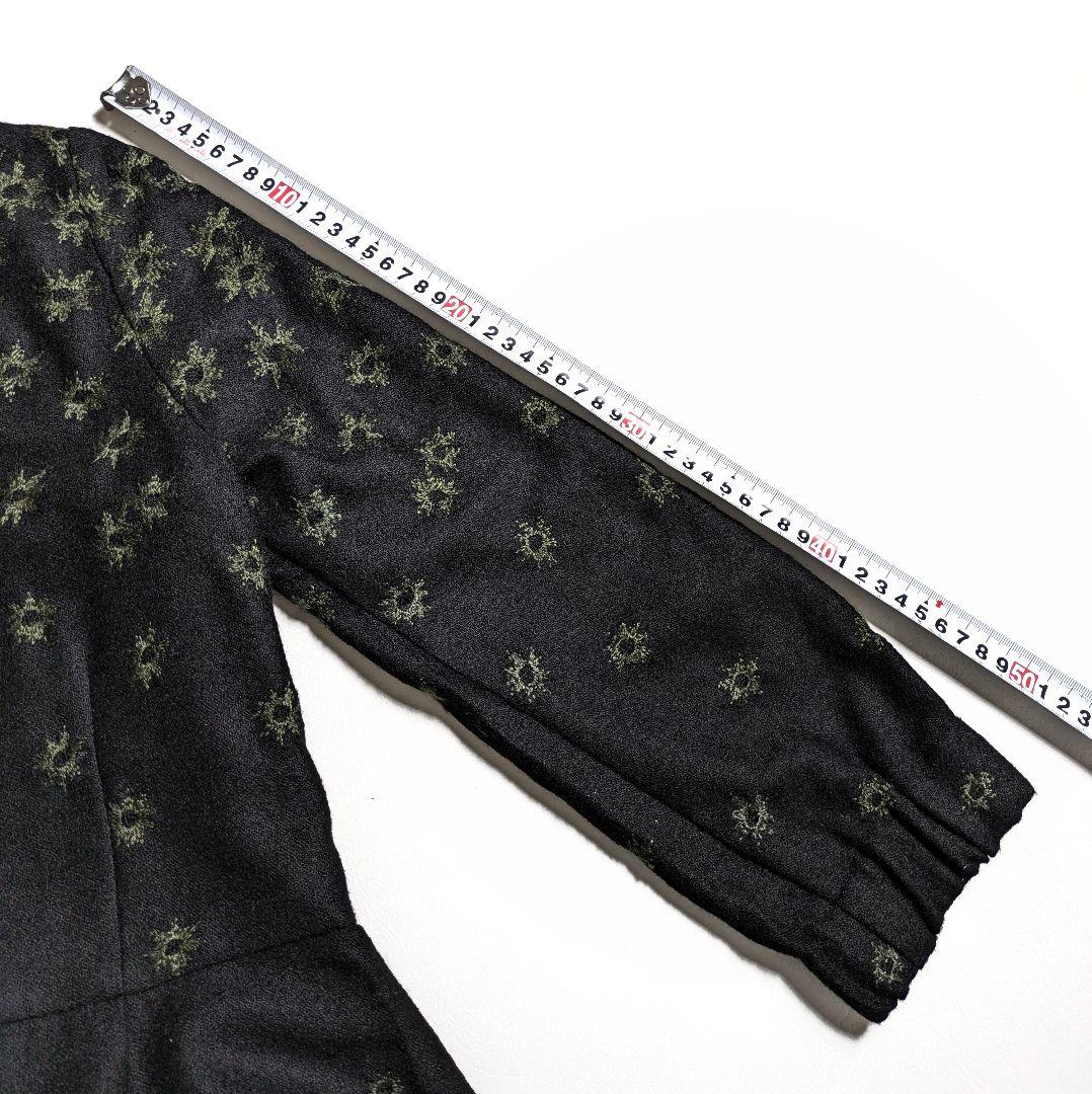 サリースコット／日本製 バルーンシルエット 刺繍入りウールワンピース ブラック黒