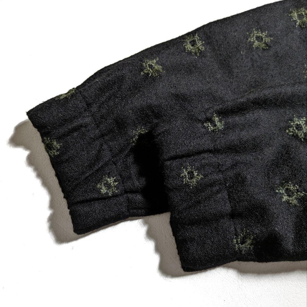 サリースコット／日本製 バルーンシルエット 刺繍入りウールワンピース ブラック黒