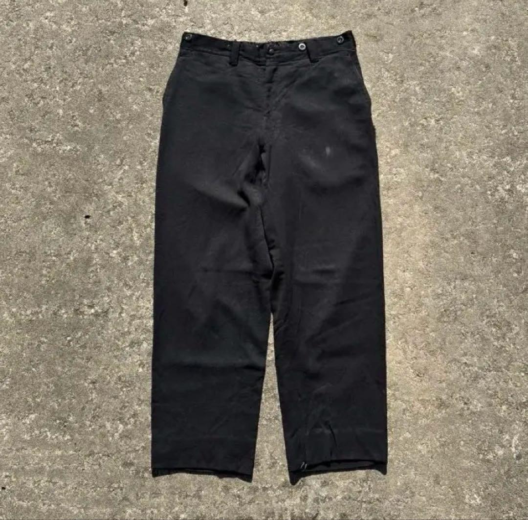 40s vintage スラックス ウール ギャバジン ボタンフライ 着画あり