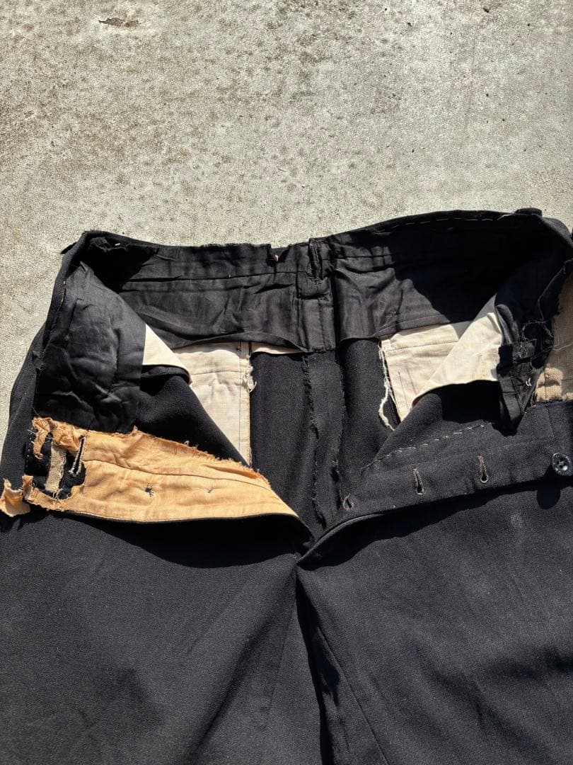 40s vintage スラックス ウール ギャバジン ボタンフライ 着画あり