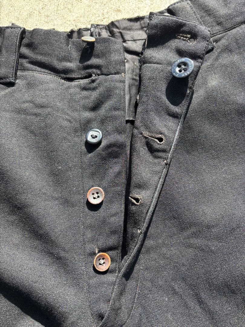 40s vintage スラックス ウール ギャバジン ボタンフライ 着画あり