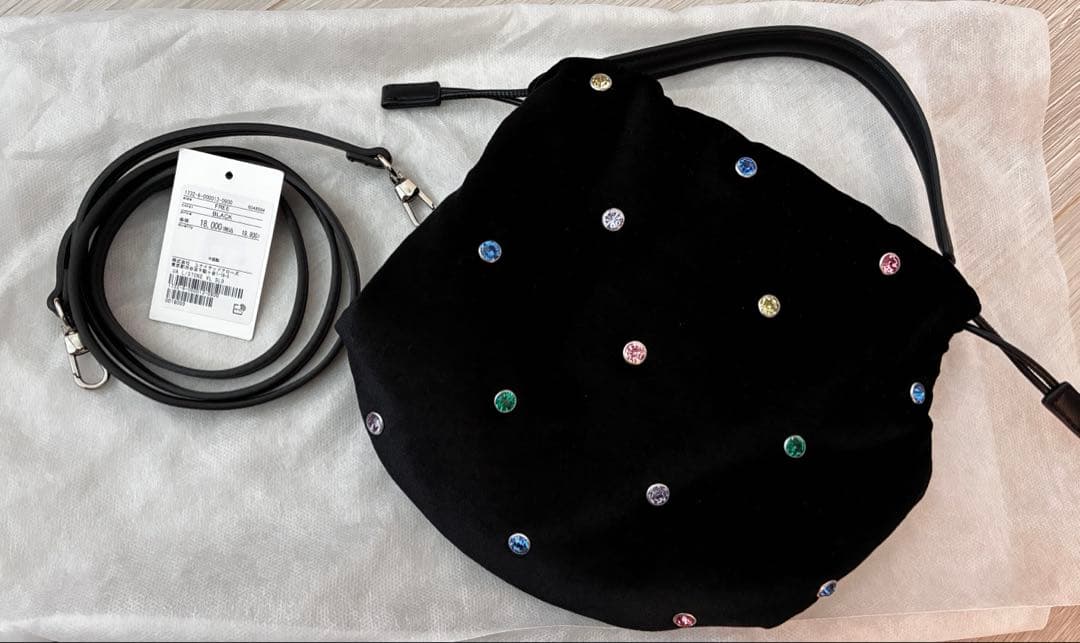 UNITED ARROWS ミックスビジューショルダーバッグ　ブラック