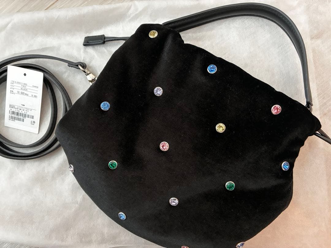 UNITED ARROWS ミックスビジューショルダーバッグ　ブラック