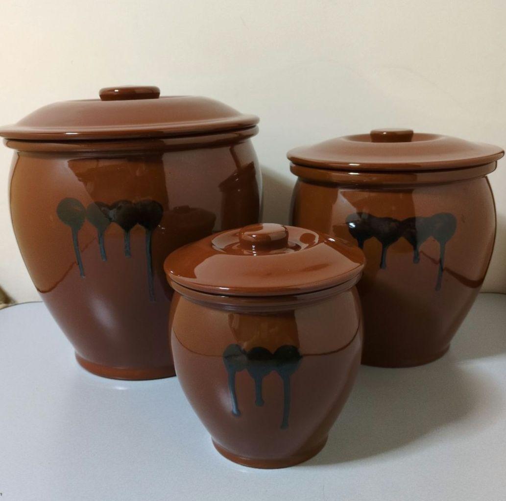 久松 かめ丸壺蓋付 ５・３・１号 ３個セット 漬物容器 梅干甕 味噌壺 常滑焼