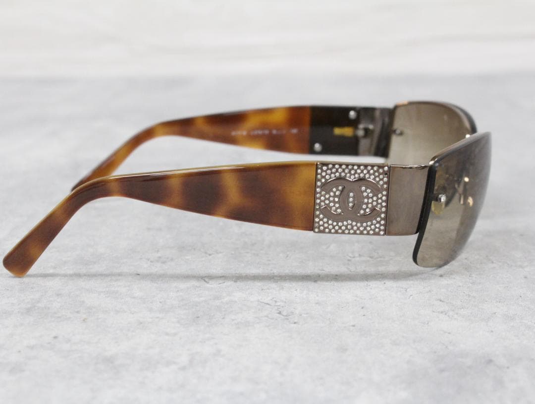 ▲CHANEL サングラス ココマーク ラインストーン ブラウンべっ甲柄