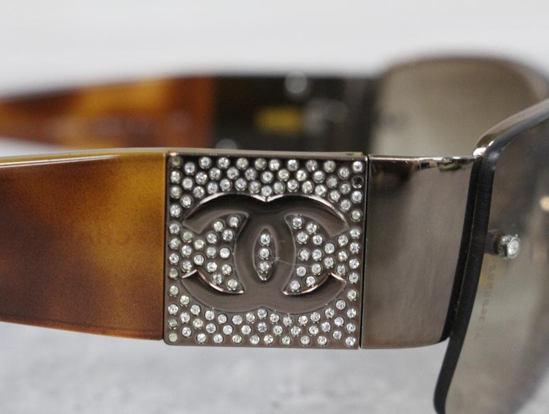▲CHANEL サングラス ココマーク ラインストーン ブラウンべっ甲柄