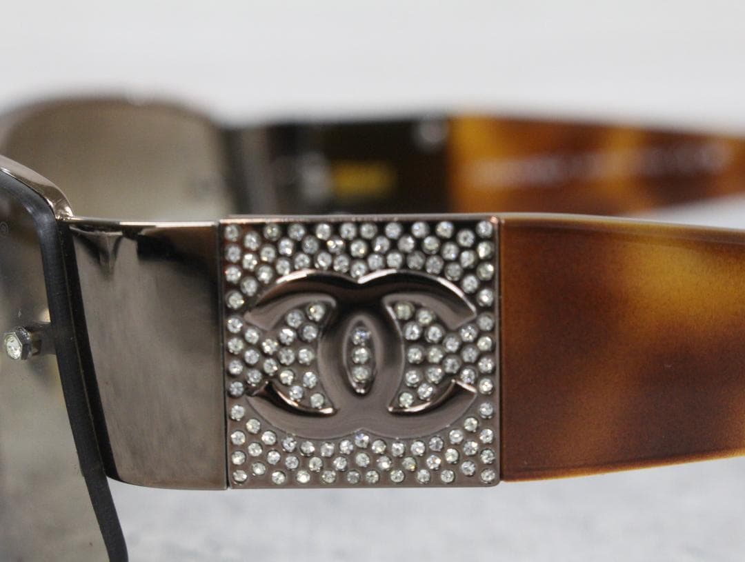 ▲CHANEL サングラス ココマーク ラインストーン ブラウンべっ甲柄