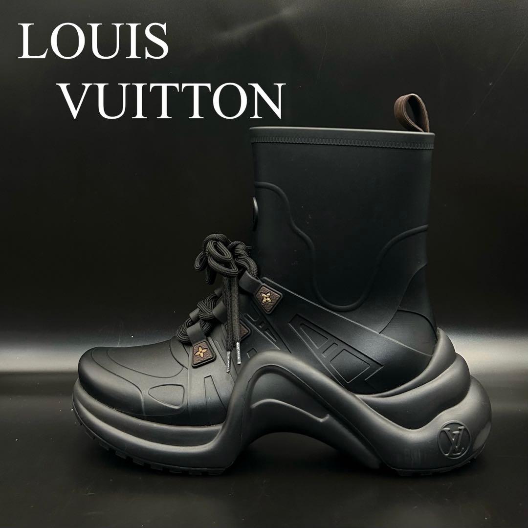 【極美品】ルイヴィトン レインブーツ アークライト モノグラム フラワー 黒