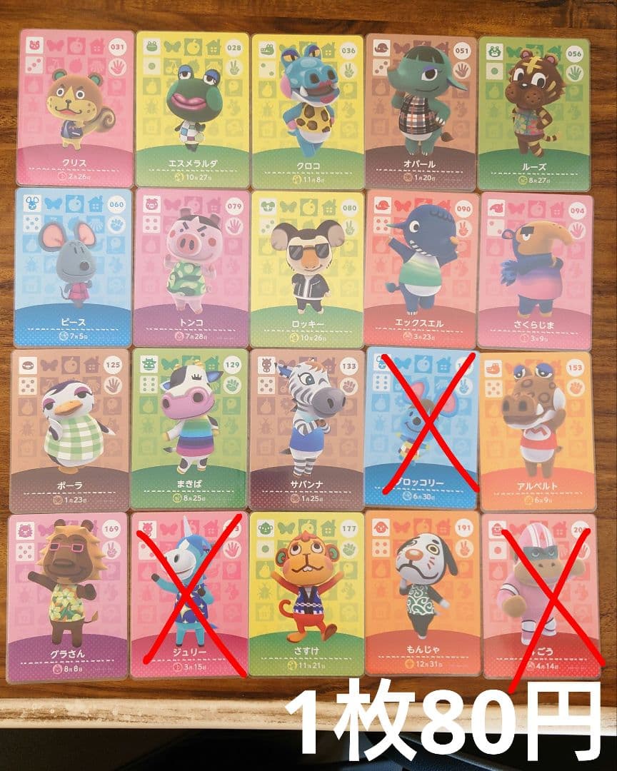 1枚80円【同梱・複数枚専用】どうぶつの森 amiibo