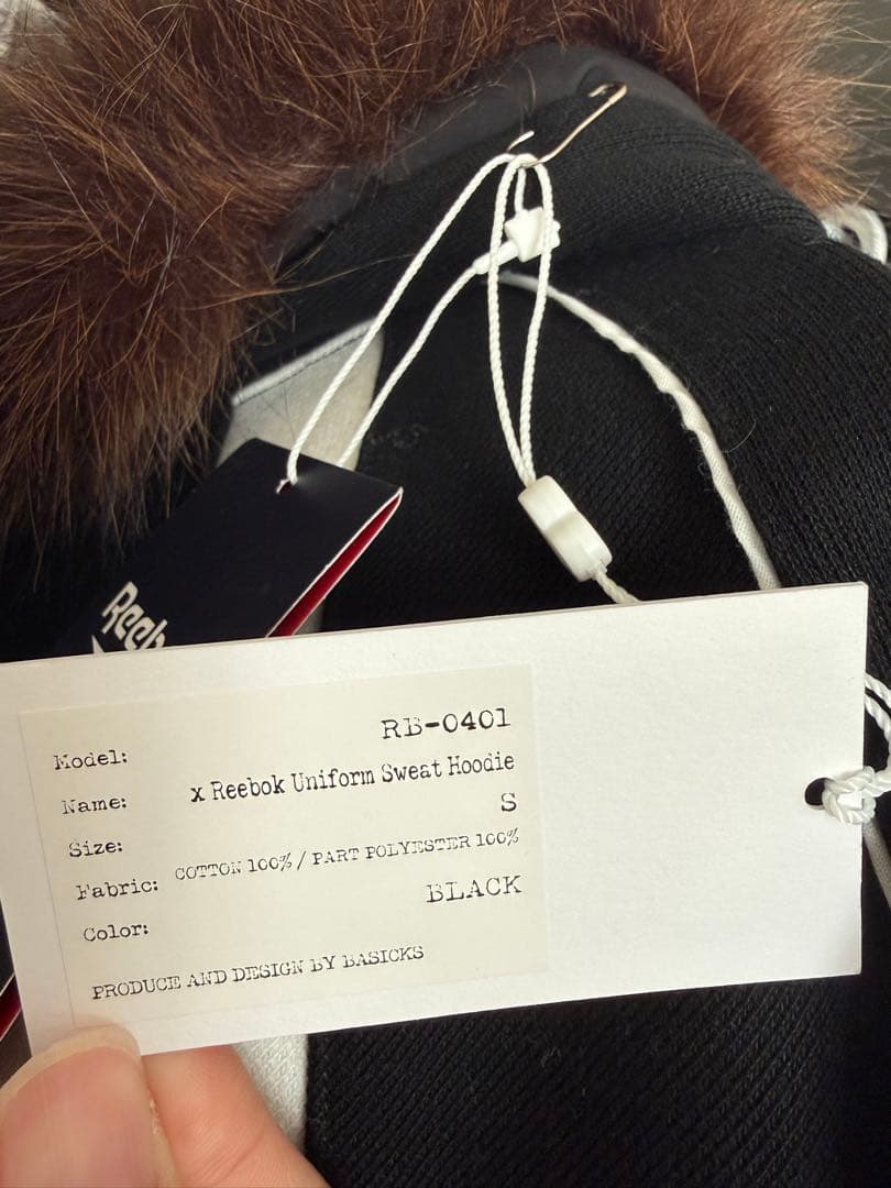 BASICKS x Reebok Uniform Sweat Hoodieタグ有