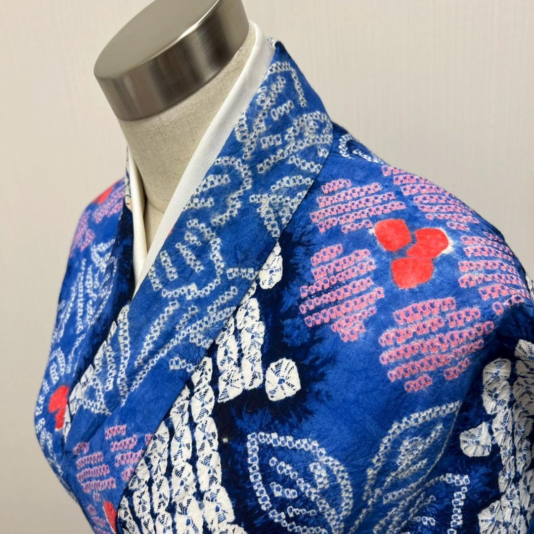 KL3174 有松鳴海絞り 浴衣 身丈165cm 夏着物 木綿 トールサイズ