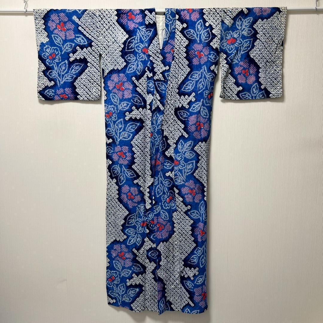 KL3174 有松鳴海絞り 浴衣 身丈165cm 夏着物 木綿 トールサイズ