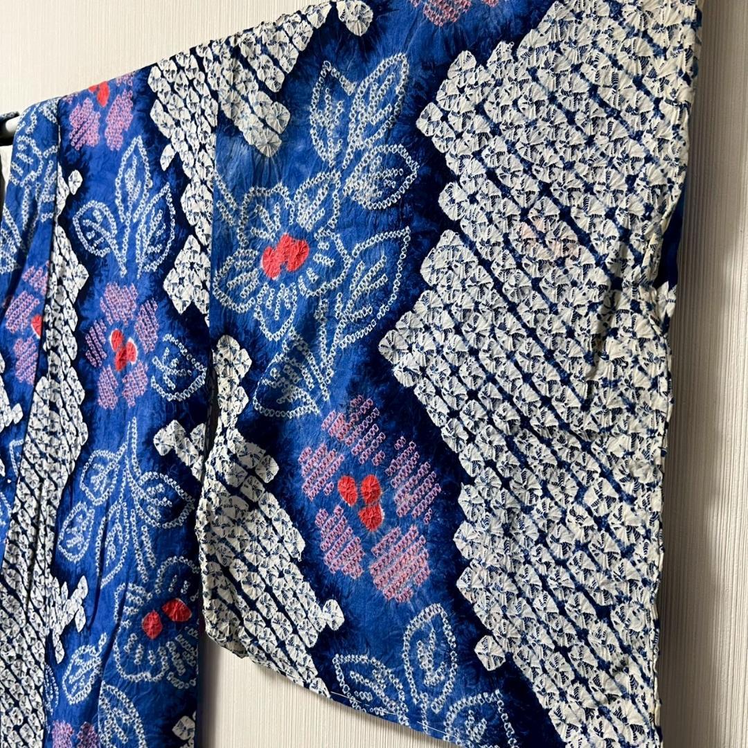 KL3174 有松鳴海絞り 浴衣 身丈165cm 夏着物 木綿 トールサイズ