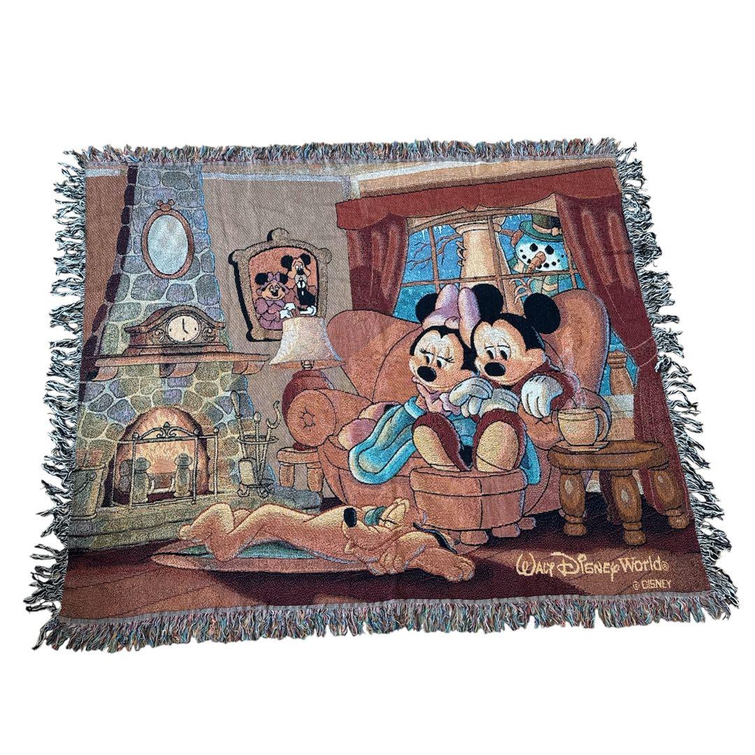 【希少】ディズニー　ビンテージ　ミッキー　ミニー　ブランケット　マルチカバー