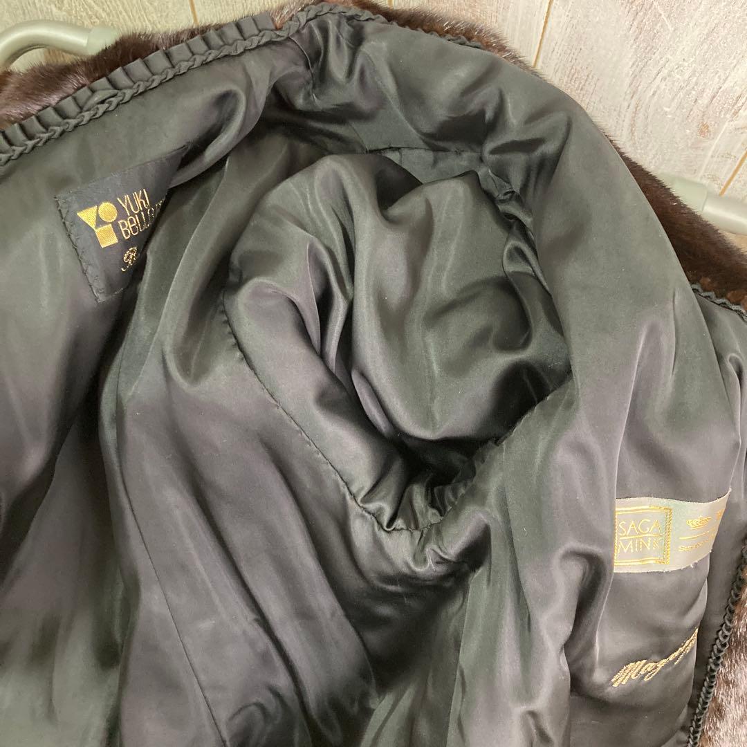 SAGAミンク 毛皮コート　ブラウン　11号Lサイズ　サガミンク　古着　美品良品