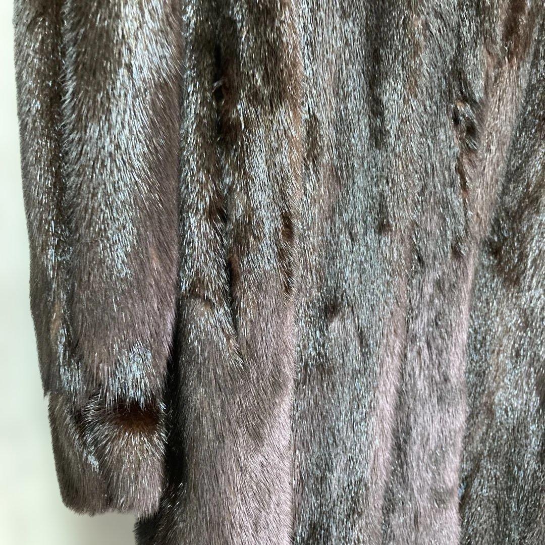 SAGAミンク 毛皮コート　ブラウン　11号Lサイズ　サガミンク　古着　美品良品