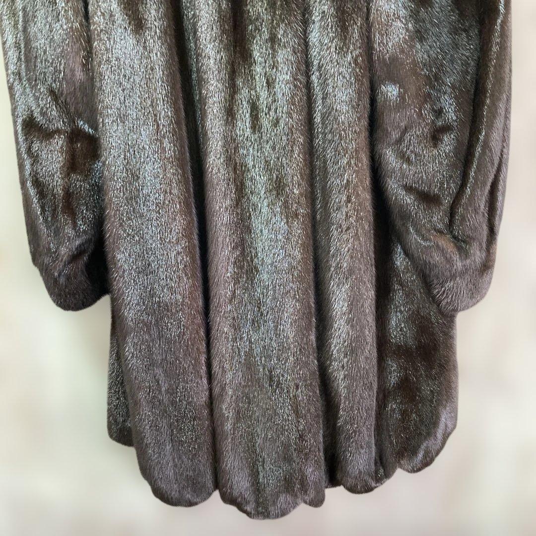 SAGAミンク 毛皮コート　ブラウン　11号Lサイズ　サガミンク　古着　美品良品