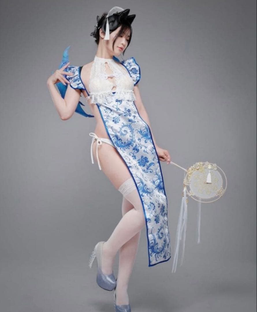 M企画　EMUPROJECT チャイナエプロン　青白