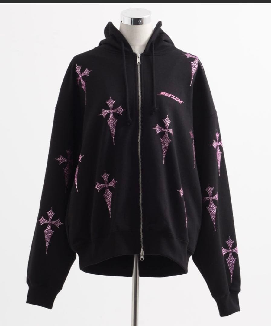 『REFLEM/レフレム』クロス総柄ラインストーンZIPパーカー/上下setup
