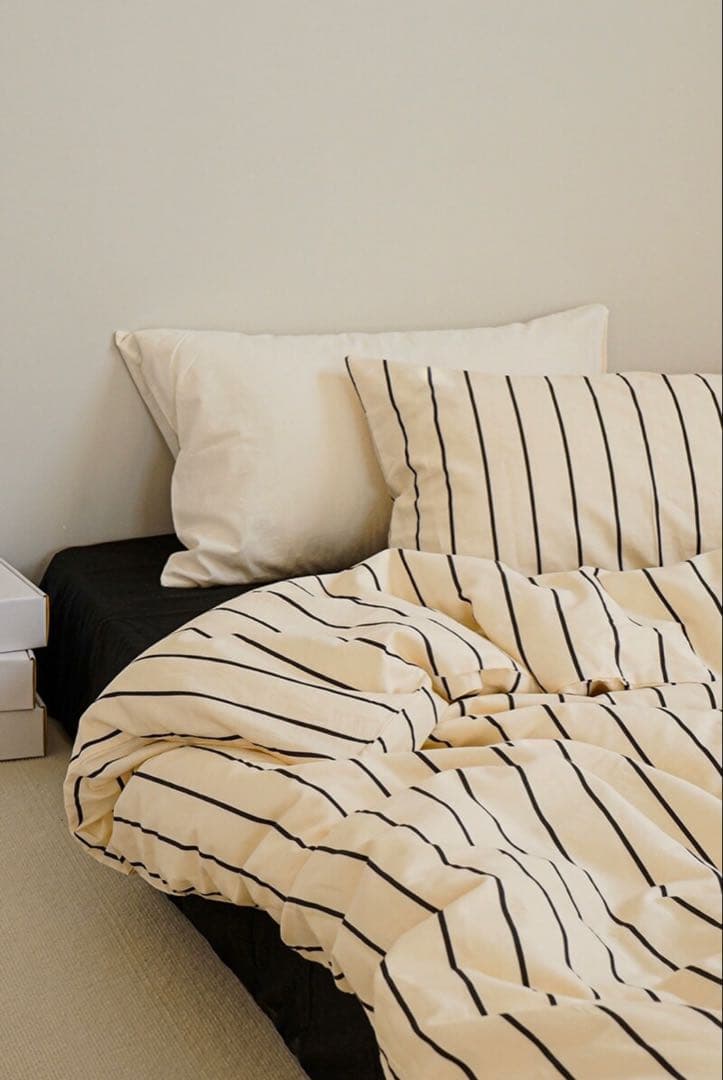 cream×black ストライプ 布団カバーセット【ART OF BLACK】