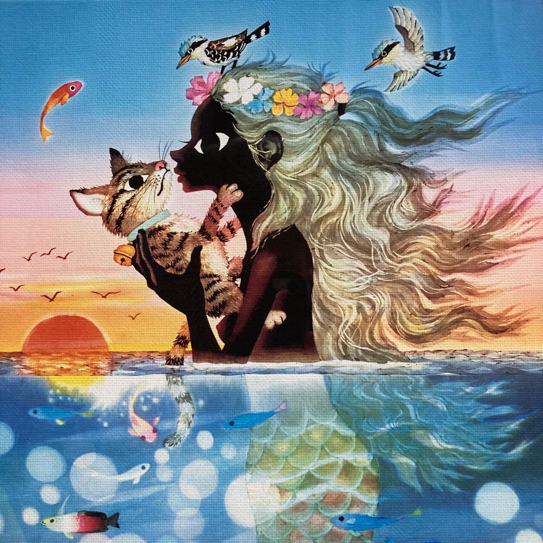 【美品】藤城清治「夕日の中の愛の奇蹟」キャンバスジクレー 直筆サイン 版画 絵画