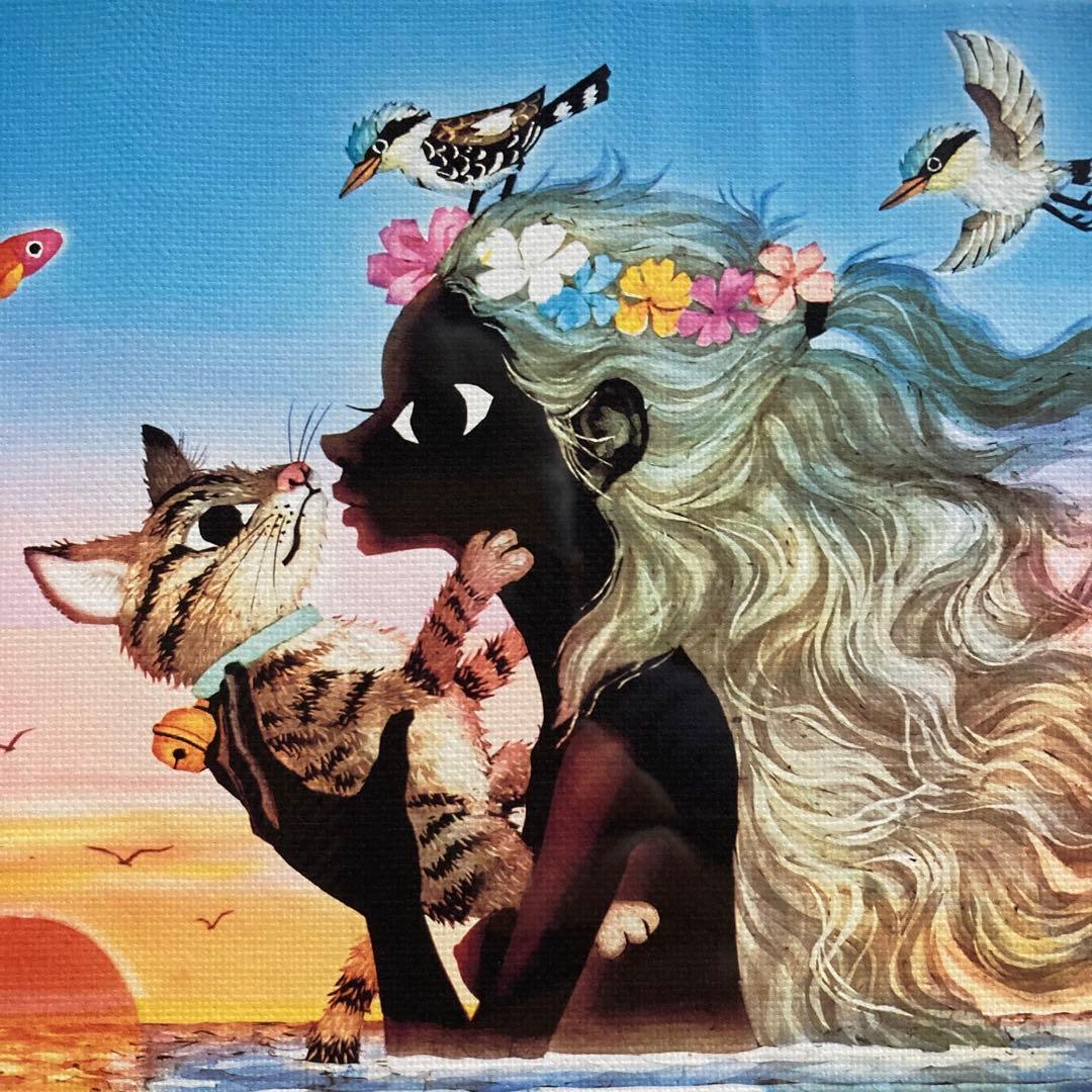 【美品】藤城清治「夕日の中の愛の奇蹟」キャンバスジクレー 直筆サイン 版画 絵画