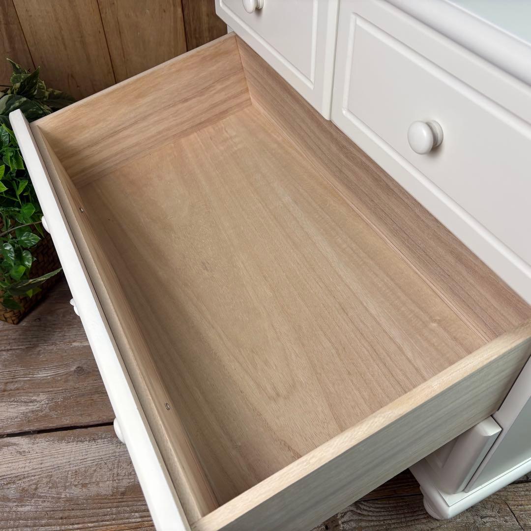 フレンチカントリー北欧調ホワイトチェストサイドキャビネット二点セットタンス収納