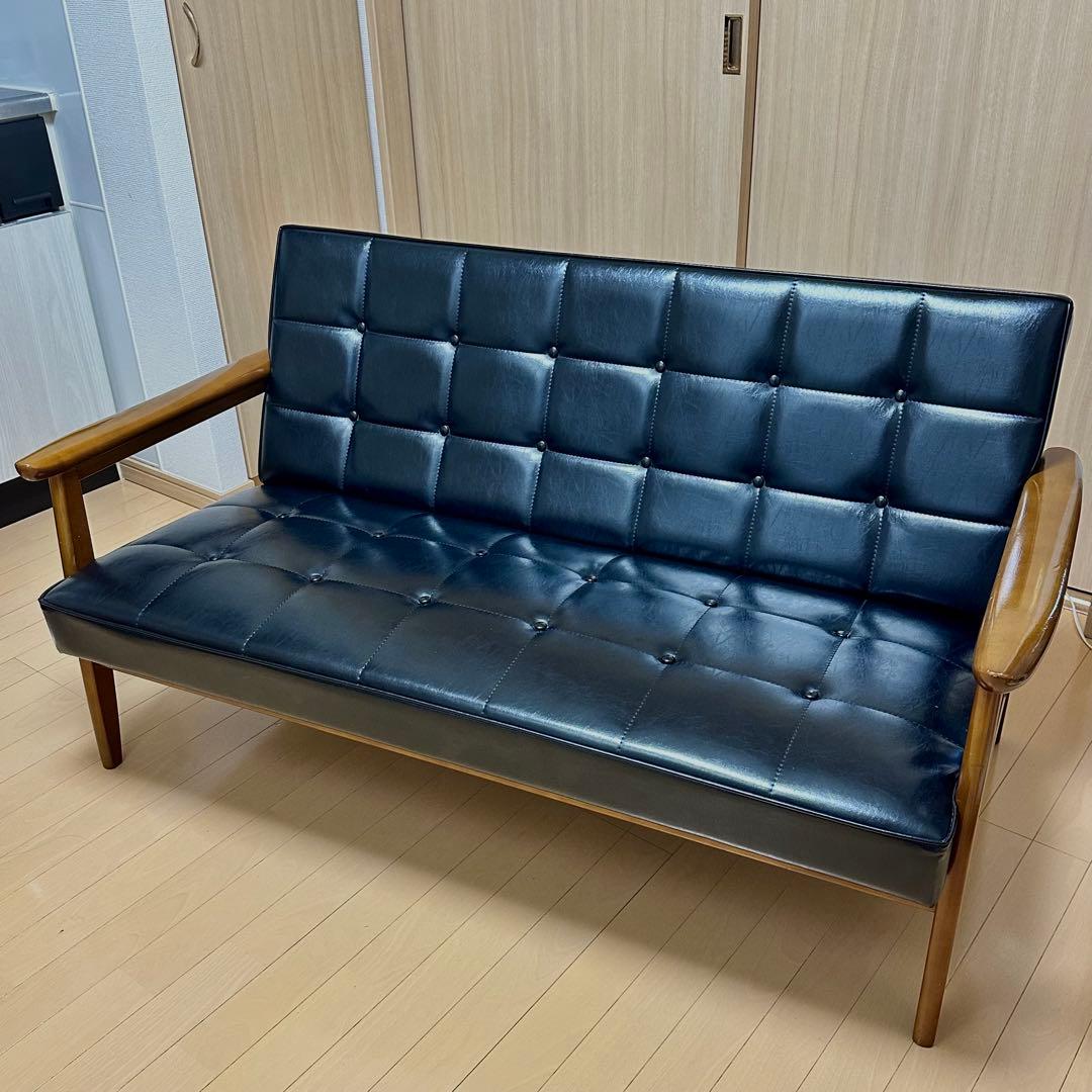 カリモク60 Kチェア 2シーター スタンダードブラック 定番 美中古品