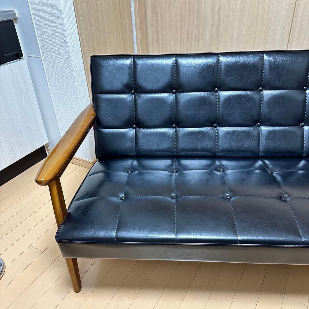 カリモク60 Kチェア 2シーター スタンダードブラック 定番 美中古品