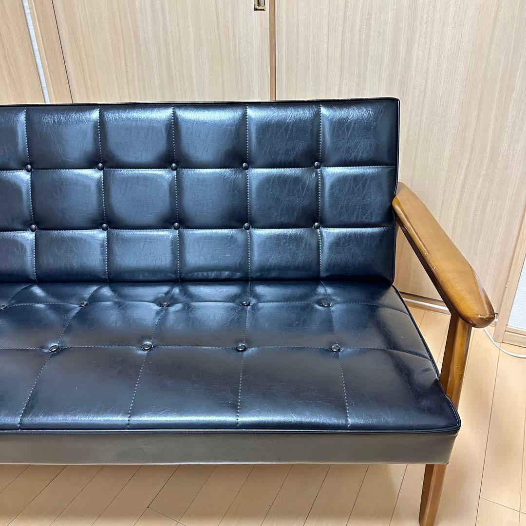 カリモク60 Kチェア 2シーター スタンダードブラック 定番 美中古品