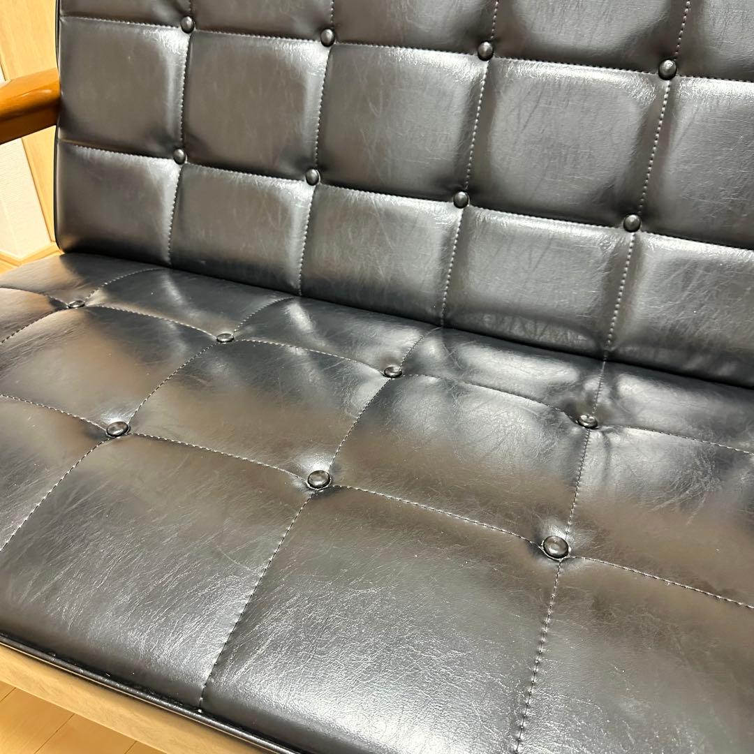 カリモク60 Kチェア 2シーター スタンダードブラック 定番 美中古品