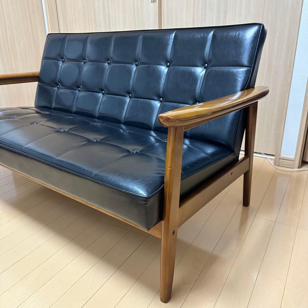 カリモク60 Kチェア 2シーター スタンダードブラック 定番 美中古品