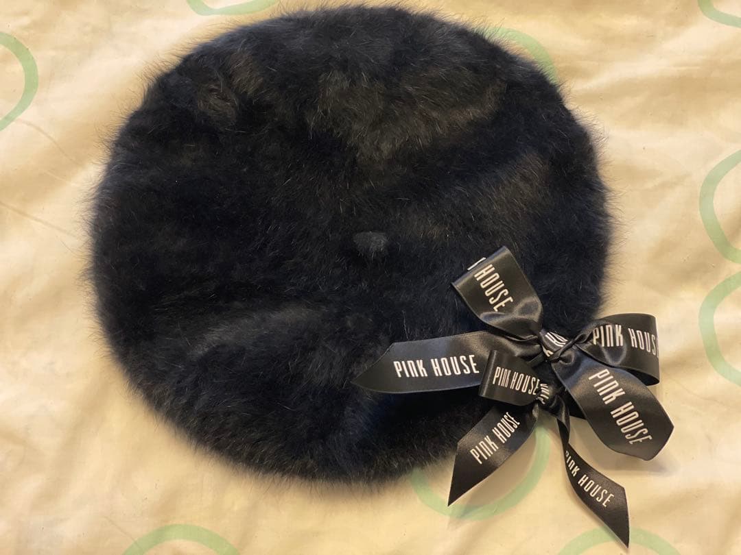 ピンクハウス　ファーベレー帽　黒　バレエコア　カネコイサオ　インゲボルグ　リボン