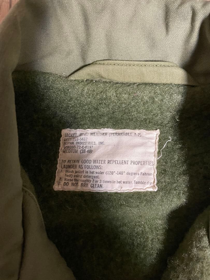 大幅値下げ！70s alpha社製 a-2 デッキジャケット 後期型 m