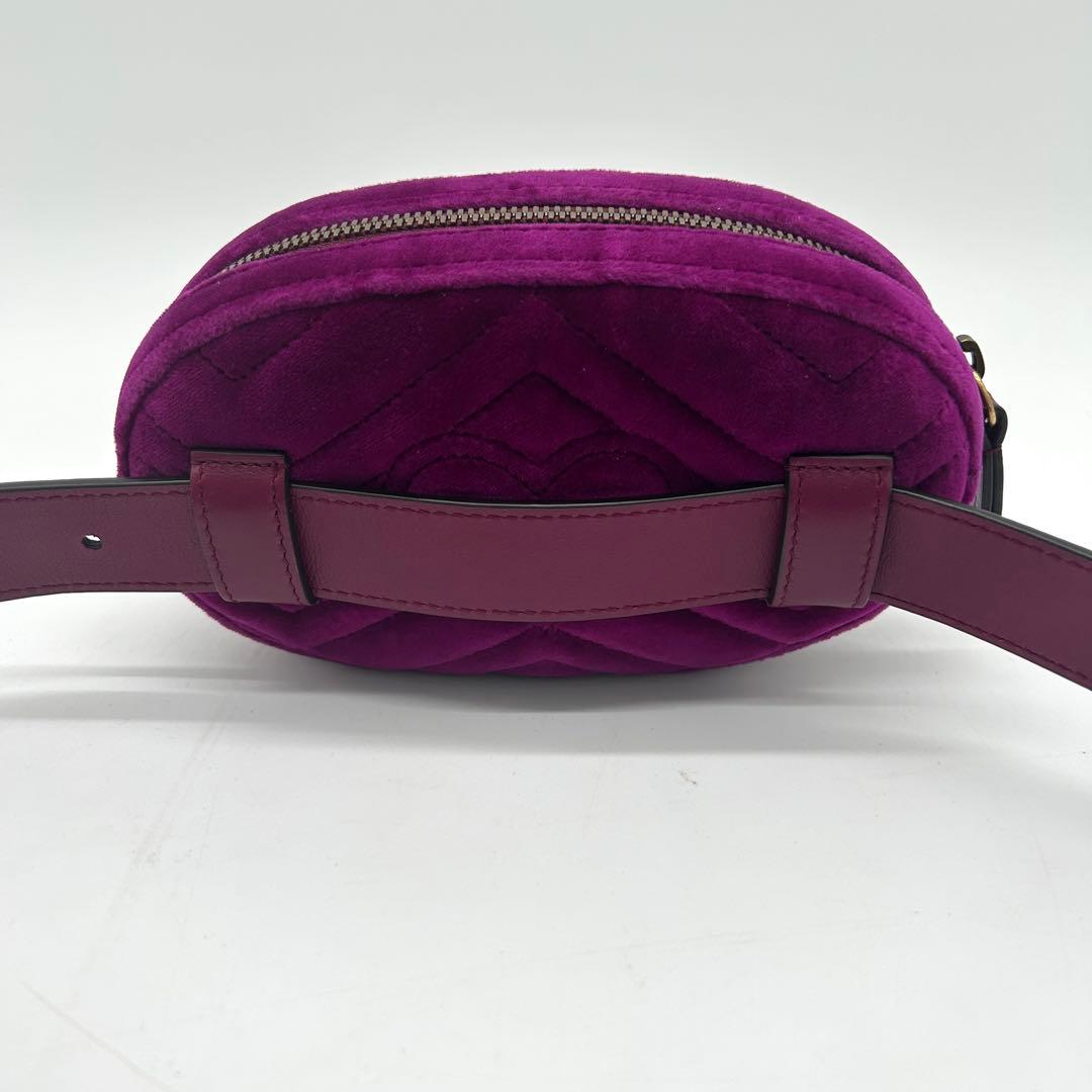 【極美品】グッチ マーモント ベロア ボディバッグ ウエストポーチ パープル