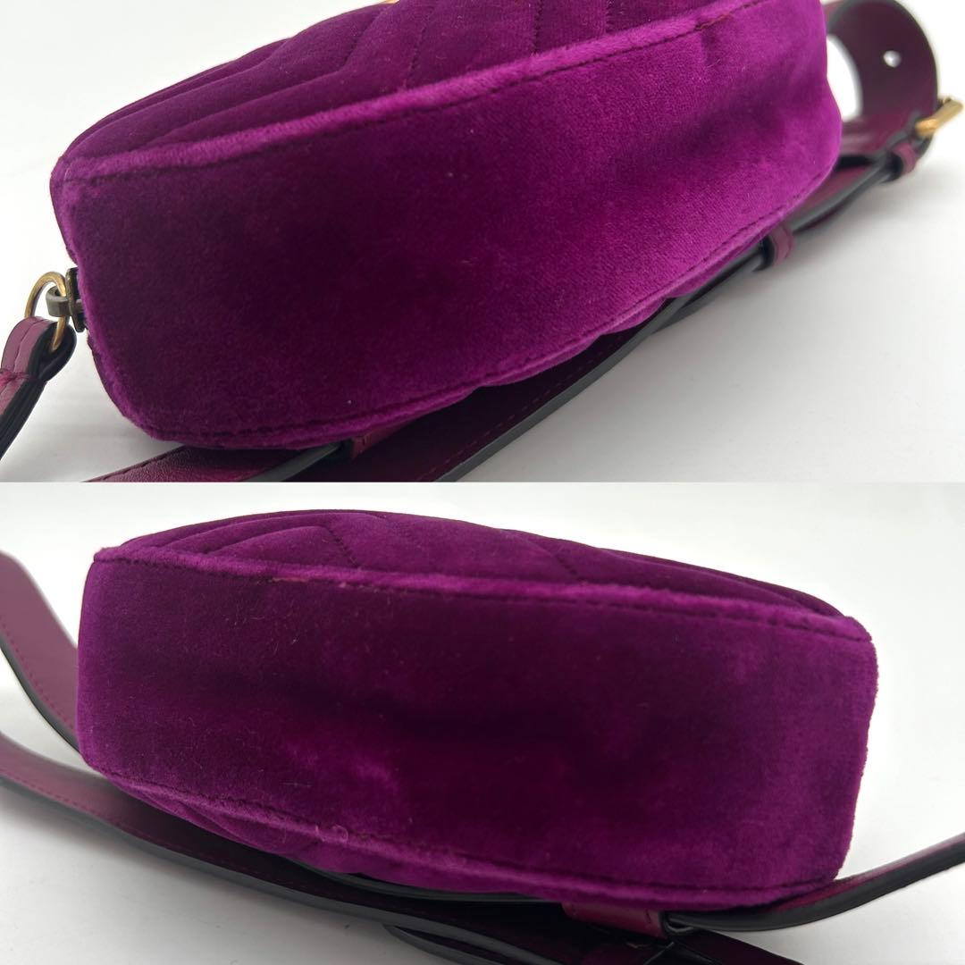 【極美品】グッチ マーモント ベロア ボディバッグ ウエストポーチ パープル