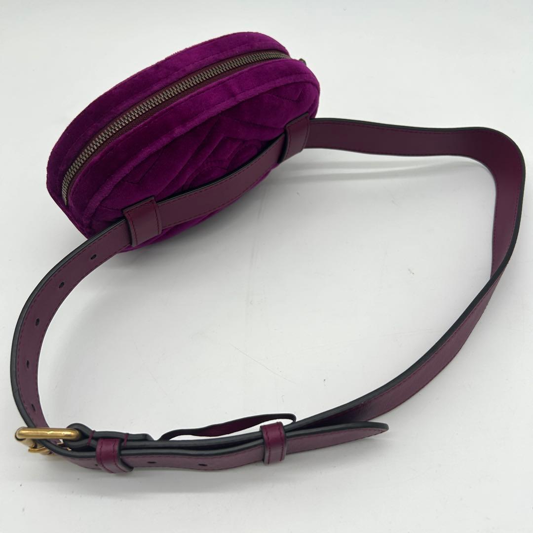 【極美品】グッチ マーモント ベロア ボディバッグ ウエストポーチ パープル