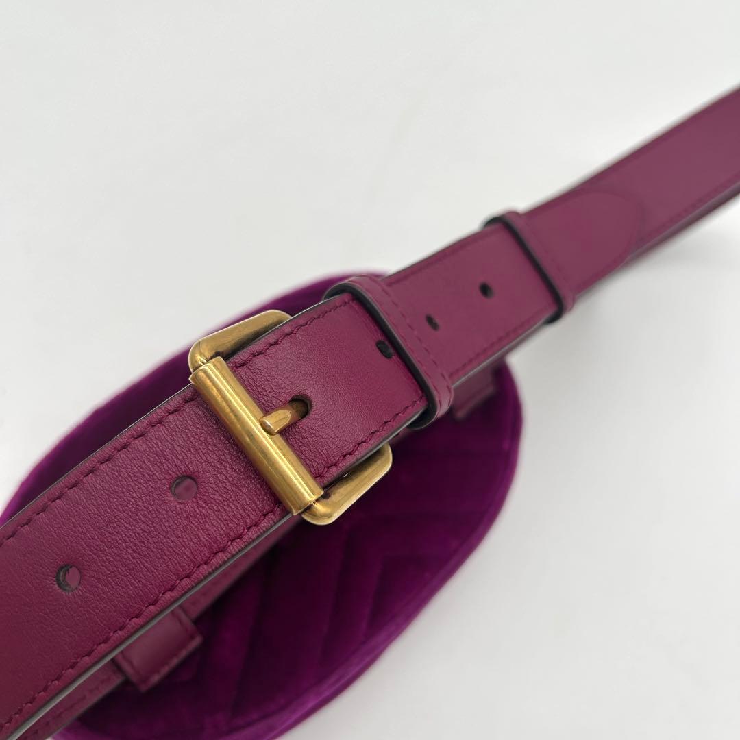 【極美品】グッチ マーモント ベロア ボディバッグ ウエストポーチ パープル