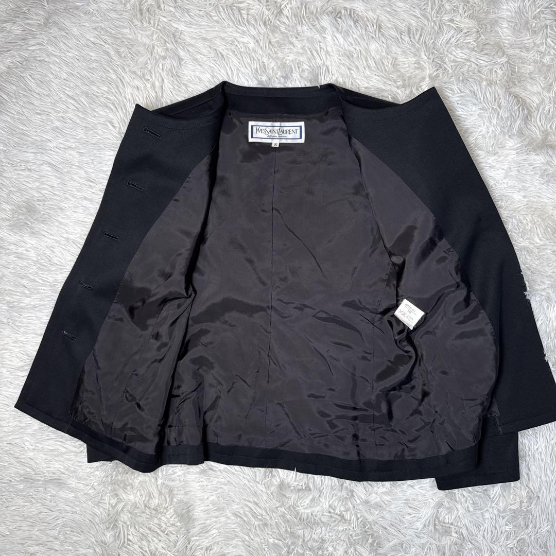美品✨️イヴサンローラン スカートスーツ セットアップ ノーカラージャケット 黒