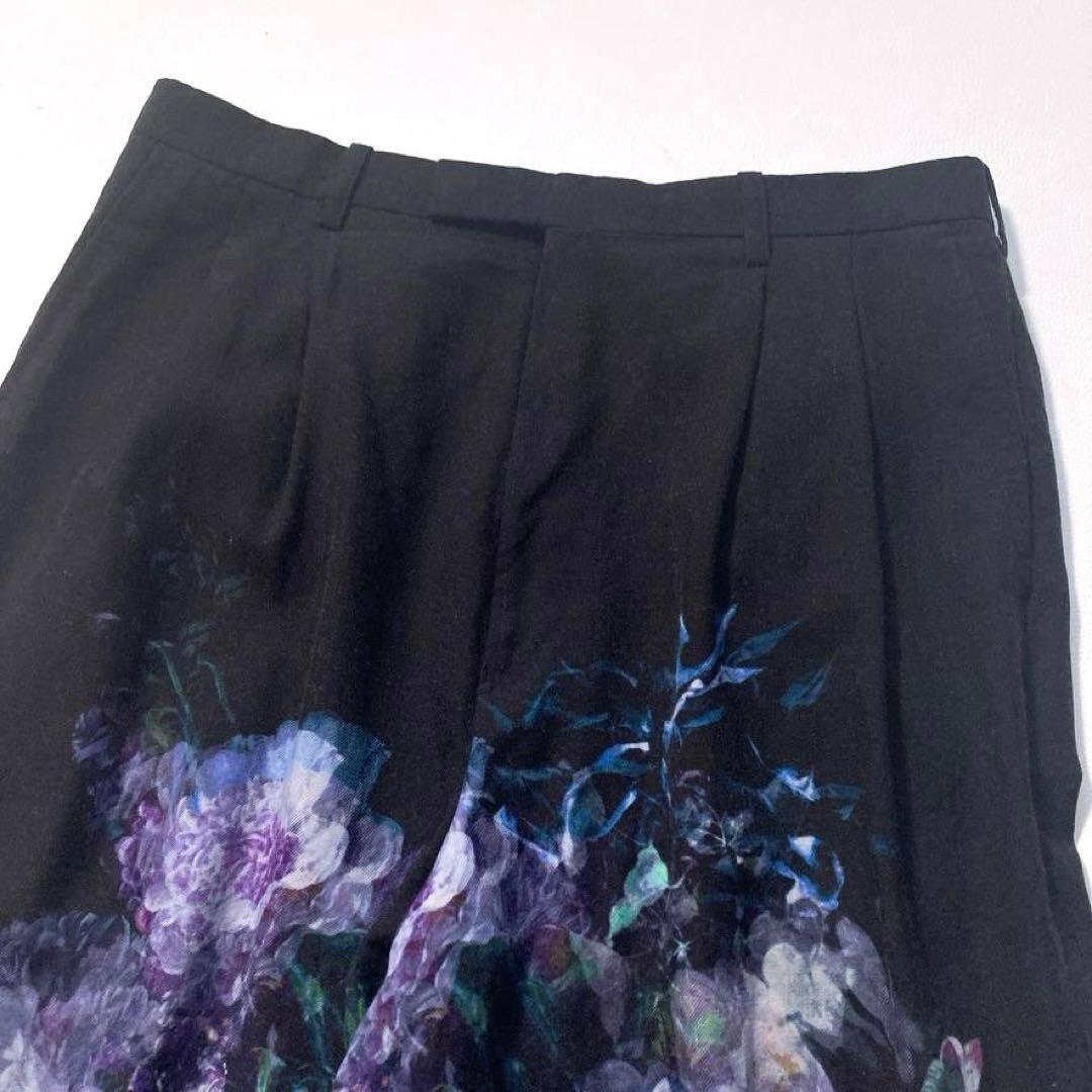 【完売】LAD MUSICIAN　ツータックテーパードワイドスラックス 花柄 黒