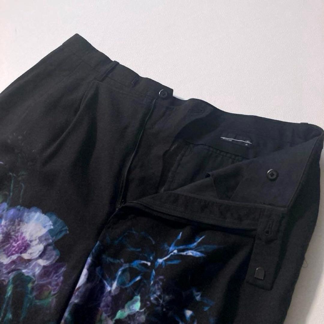 【完売】LAD MUSICIAN　ツータックテーパードワイドスラックス 花柄 黒