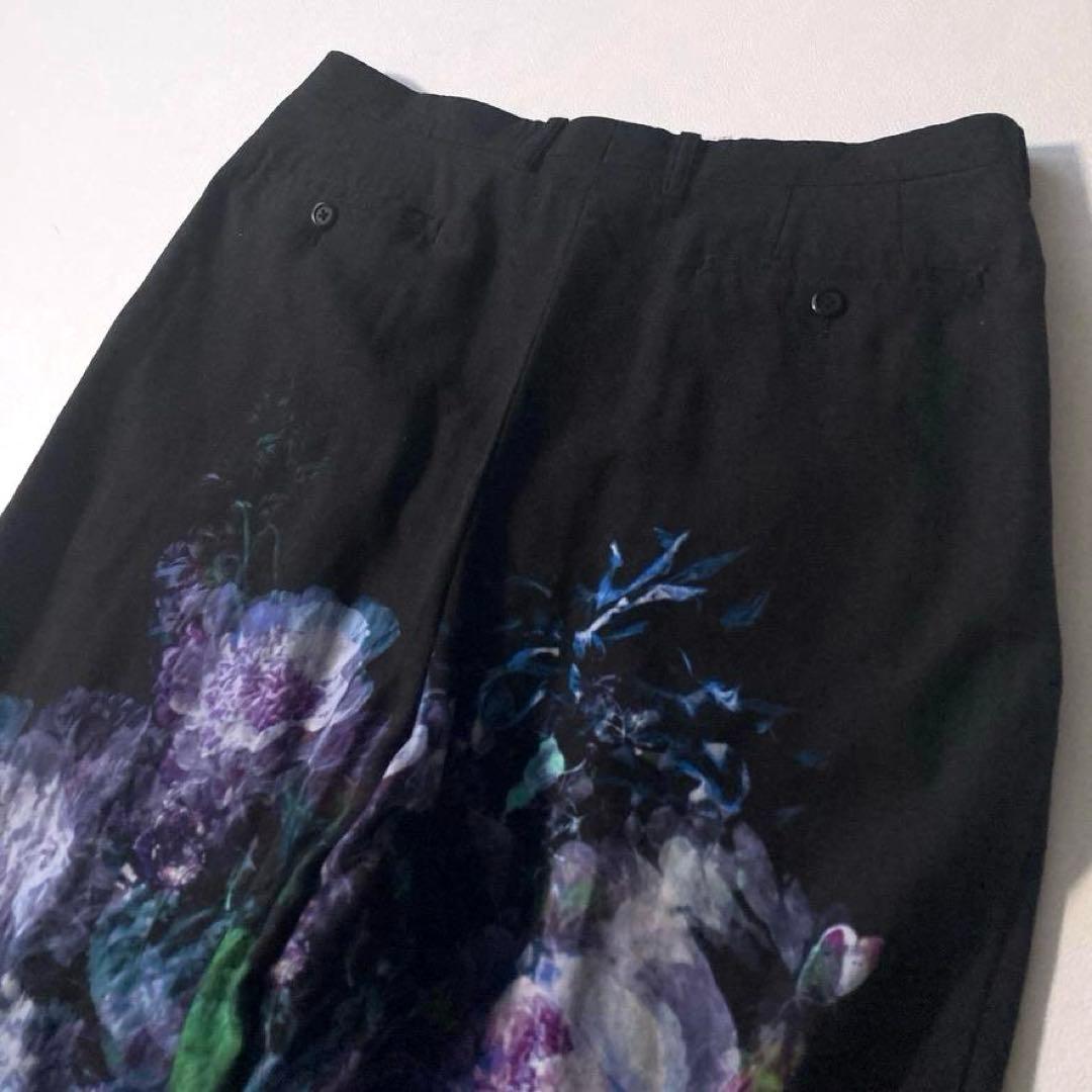 【完売】LAD MUSICIAN　ツータックテーパードワイドスラックス 花柄 黒