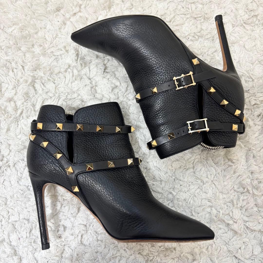 美品✨ヴァレンティノ ロックスタッズ ショートブーツ レザー ヒール ベルト
