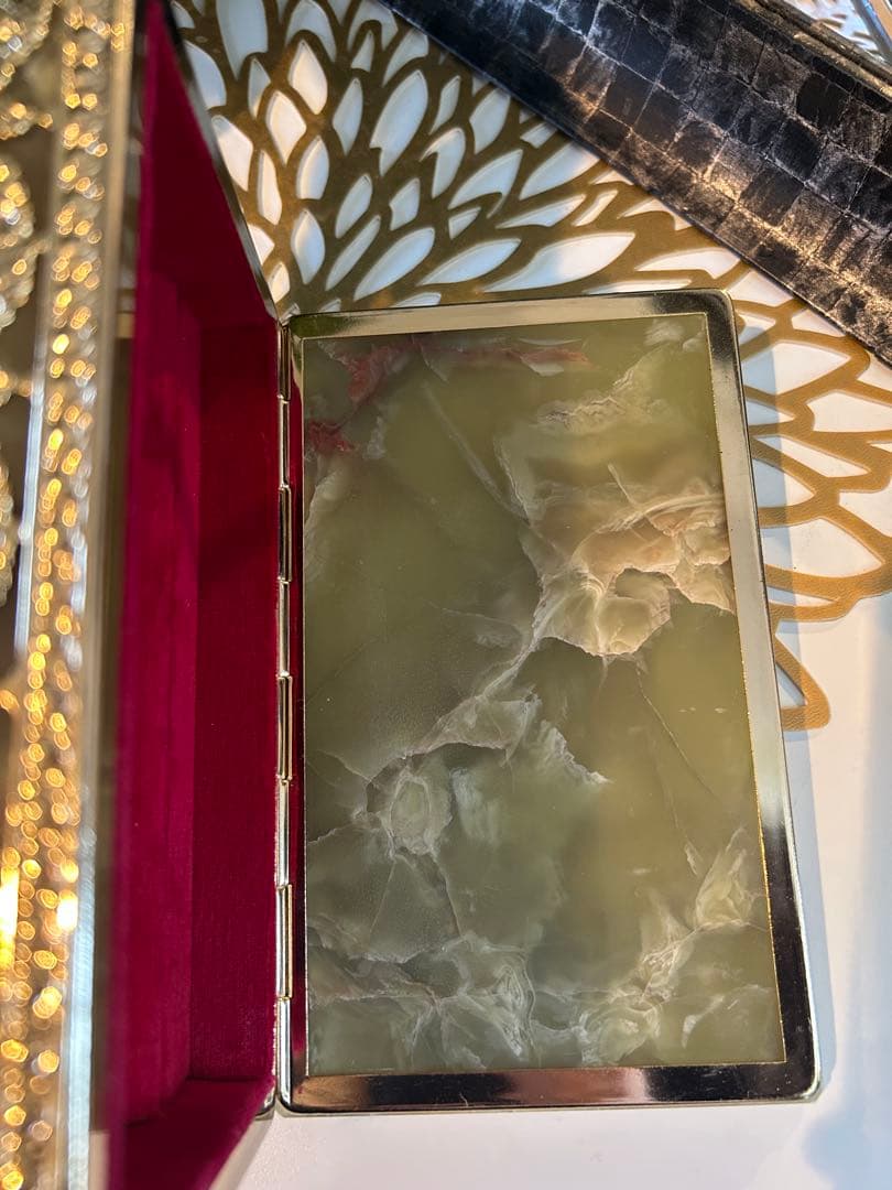 大理石 アンティーク　オニキス　グリーン　ジュエリーボックス　小物入れ