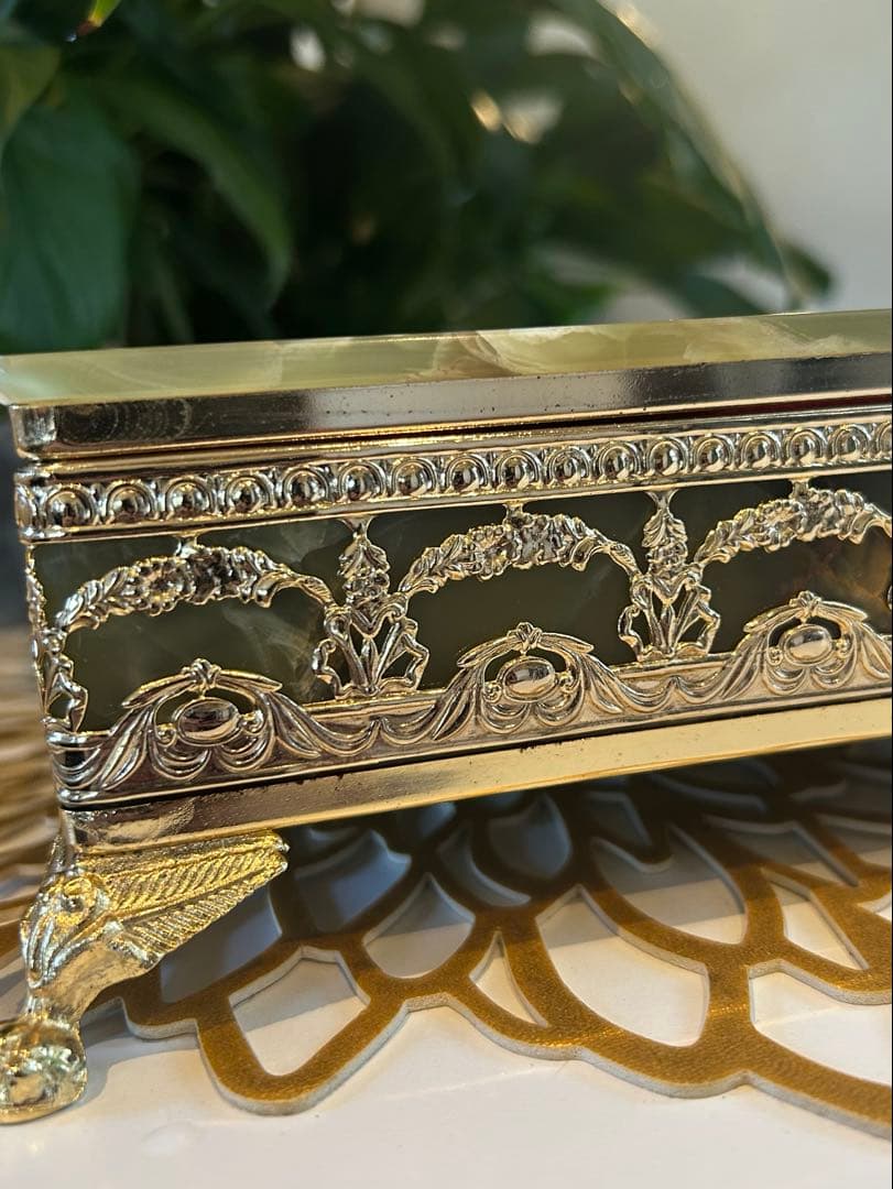 大理石 アンティーク　オニキス　グリーン　ジュエリーボックス　小物入れ