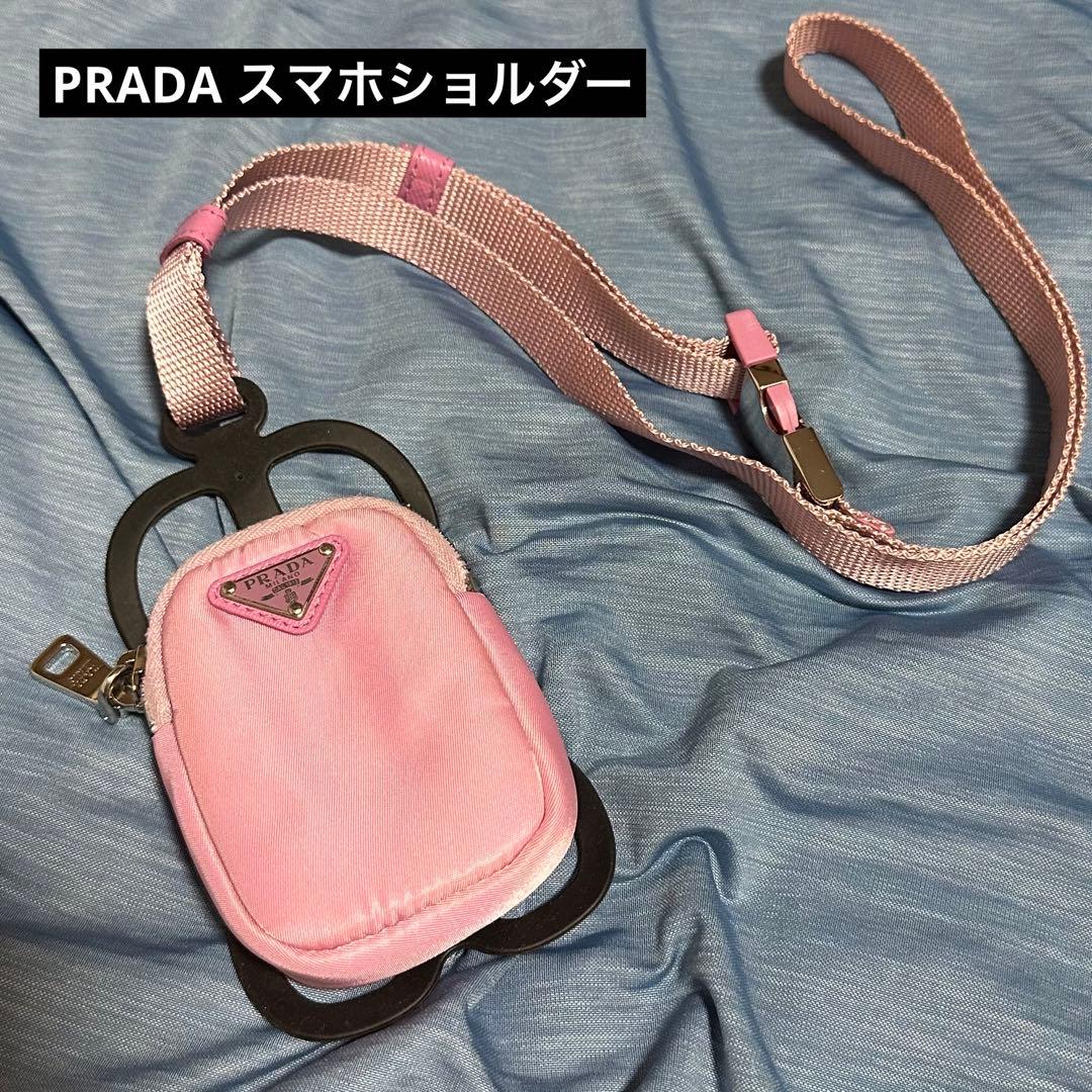 【現行品】PRADA スマートフォンショルダー 携帯ケース 三角ロゴ