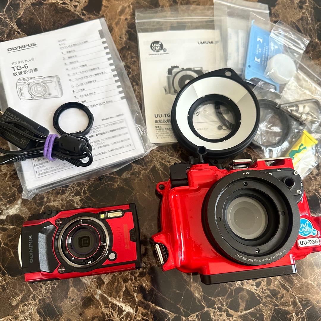 最終日セール❣️OLYMPUS TG-6 水中ハウジングセット レッド赤