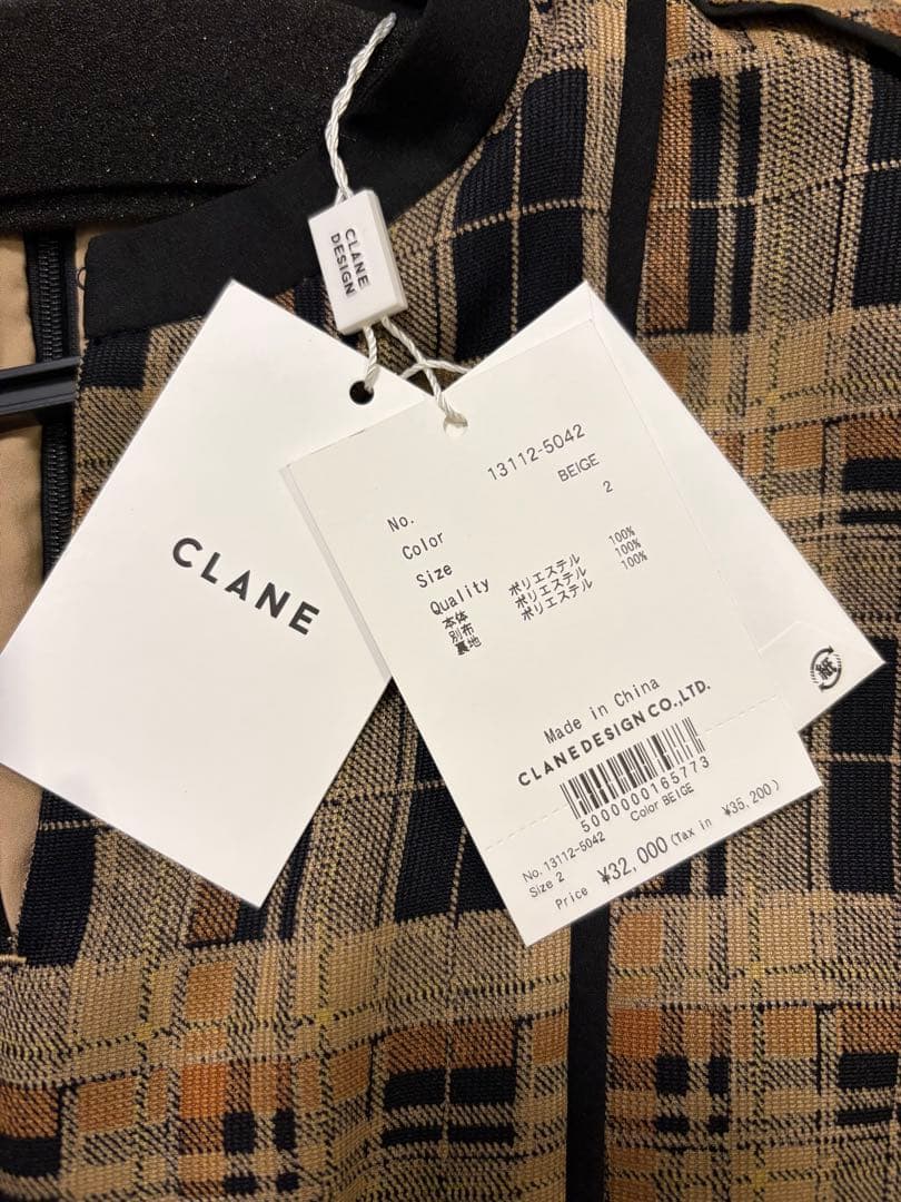 【美品】クラネ　CHECK PIPING ONE PIECE サイズ2